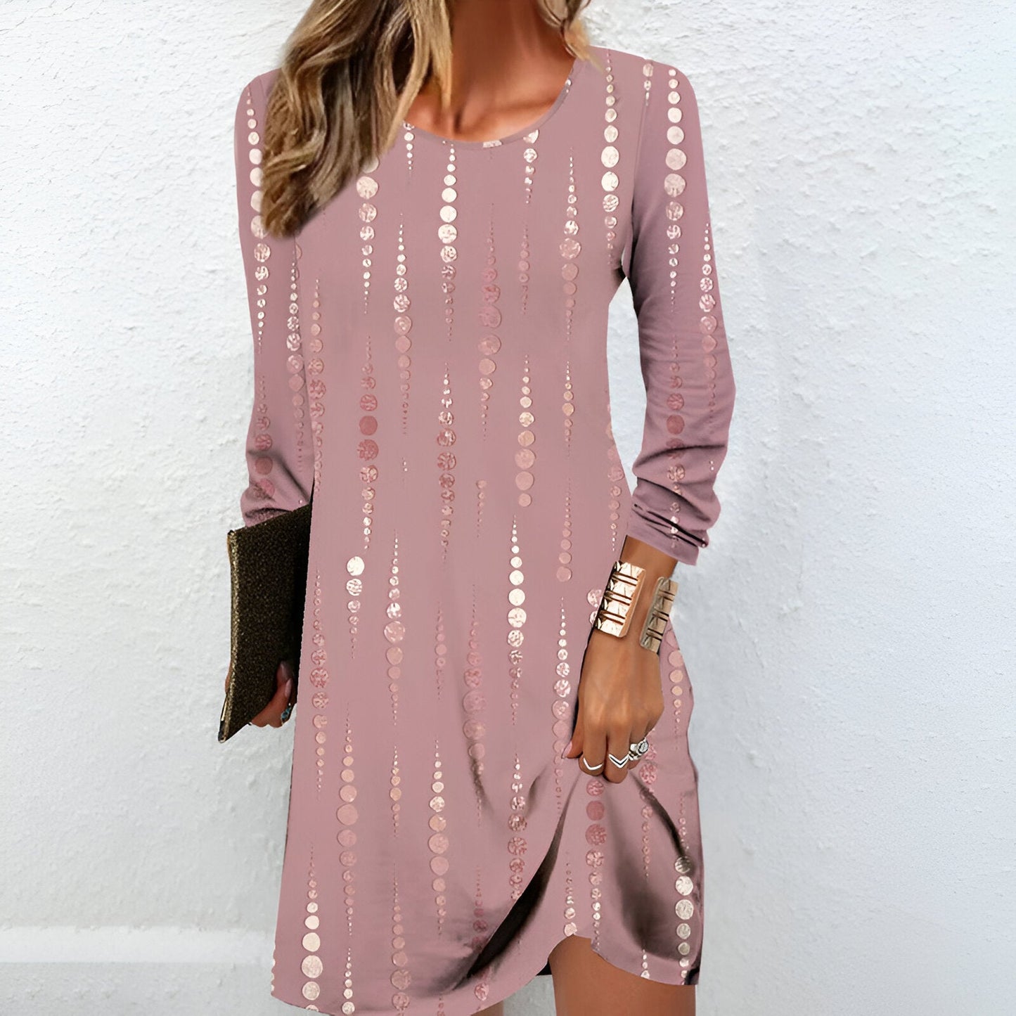 Midi-kjole til kvinder – Elegante prikker – Behagelig pasform – Blødt materiale