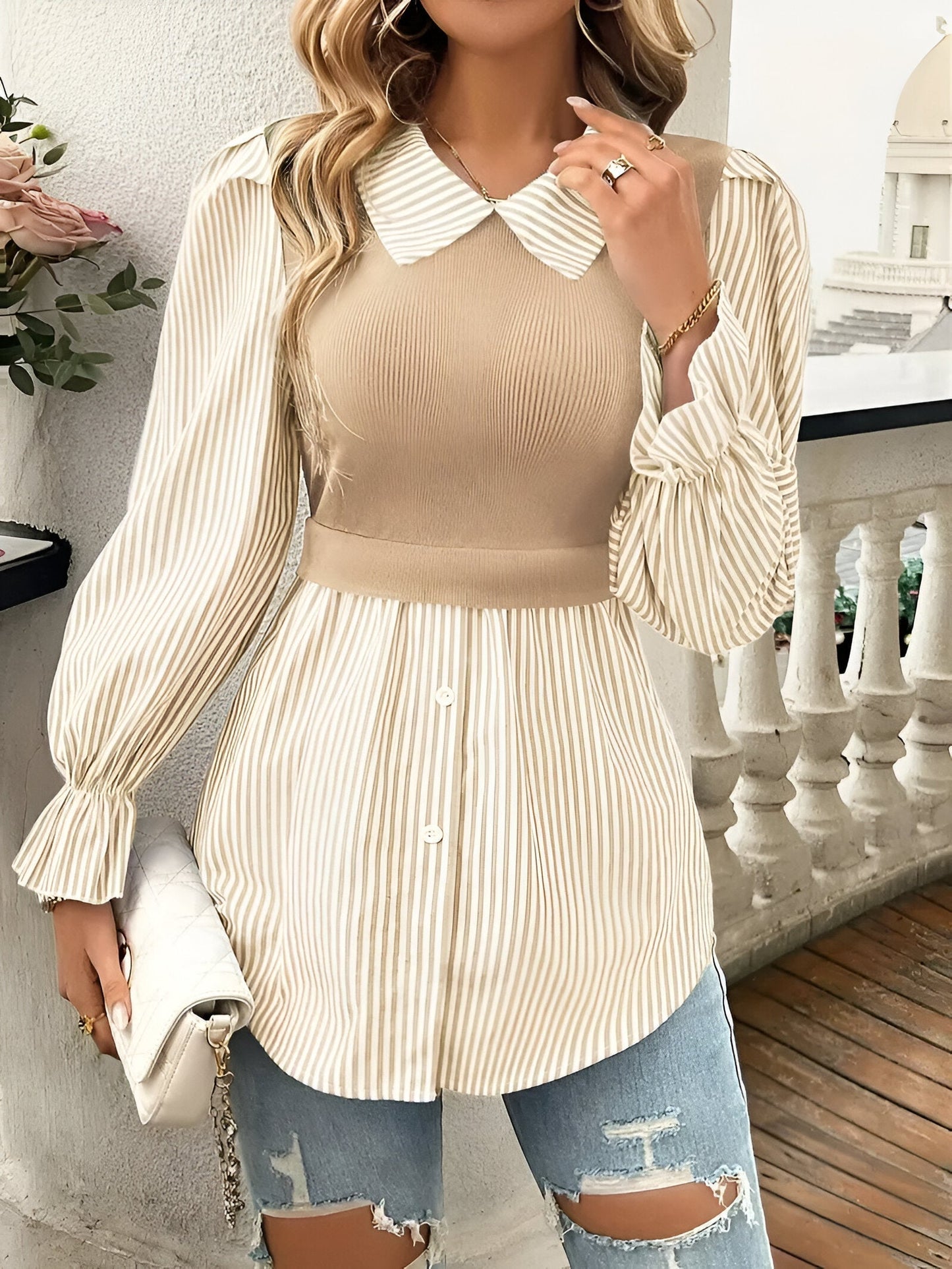 Casual bluse til kvinder – Moderne print – Let materiale – Smart finish