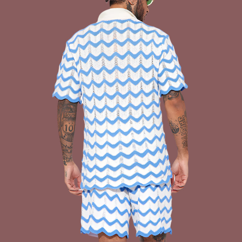 Herre polo shirt – Zigzagstruktur – Let og behagelig – Alsidig brug