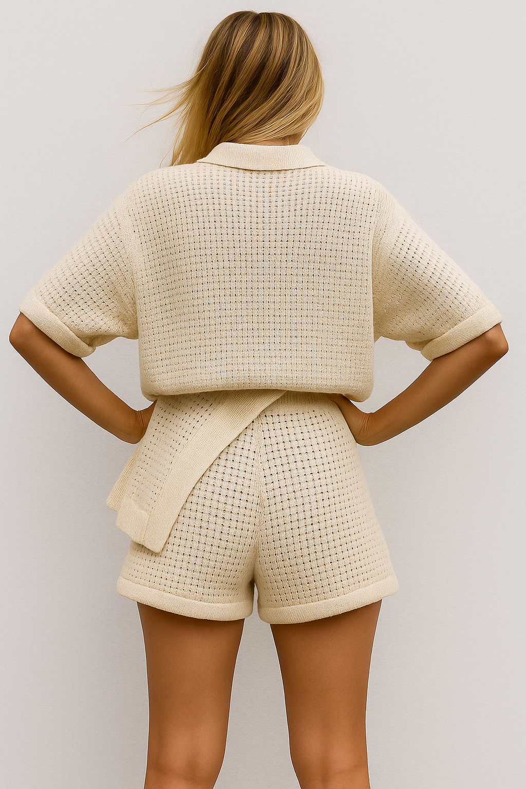 To-delt sæt til kvinder – Blødt strikket stof – Afslappet look – Let og behageligt