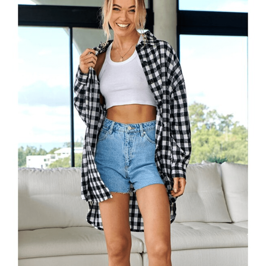 Variant image for Boho Plaid Jakke til Kvinder-19