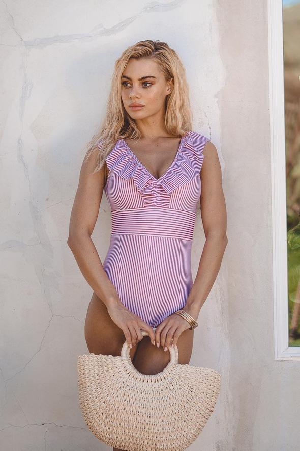 Kvinders svømmetøj - Vintage tryk - Smigrende pasform - Justerbare stropper