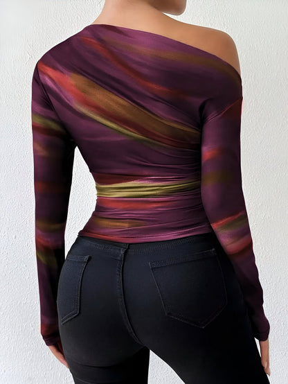 Elegant T-shirt Med Asymmetrisk Hals-6