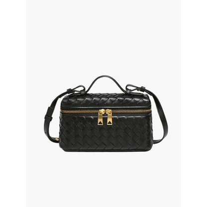 Damehåndtaske – Vævet design – Justerbar rem – Guldlynlåse