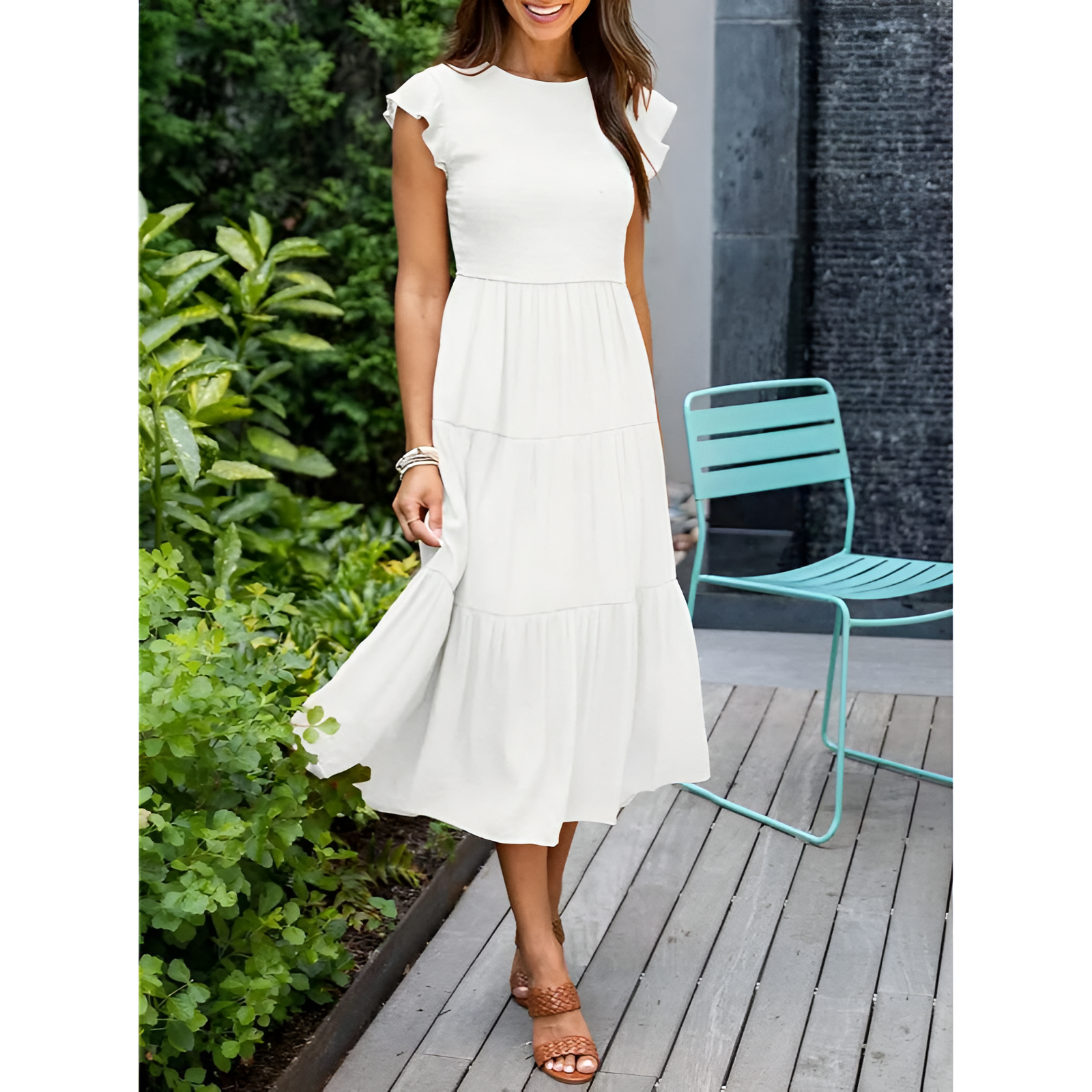 Midi-kjole til kvinder – Elastisk top – Feminin silhuet – Let design