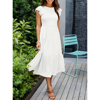 Midi-kjole til kvinder – Elastisk top – Feminin silhuet – Let design