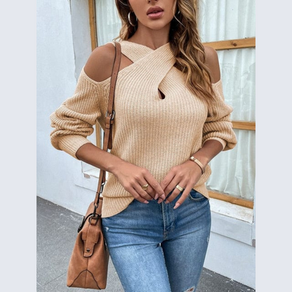 Dametrøje – Udskårne skuldre – Afslappet pasform – Let strik