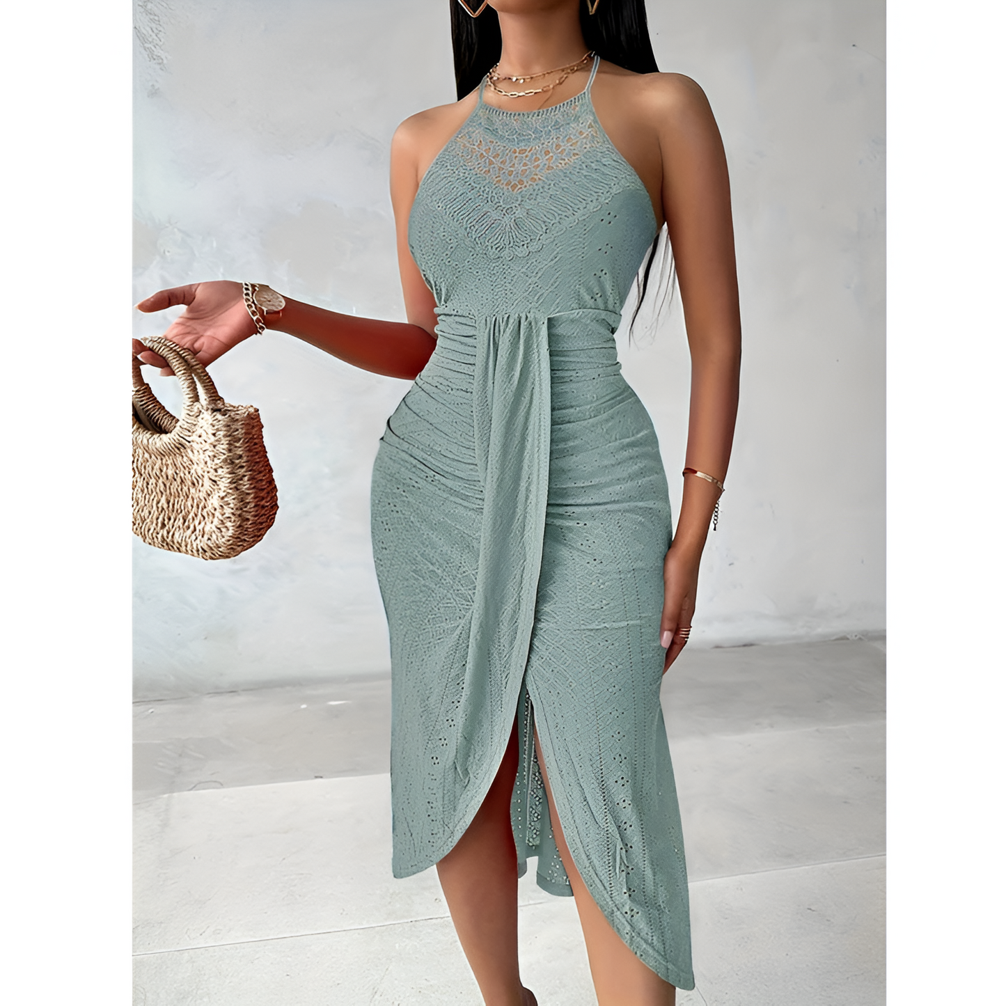 Sommer-Midi til kvinder - Halterneck - Elegant design - Letvægtsstof