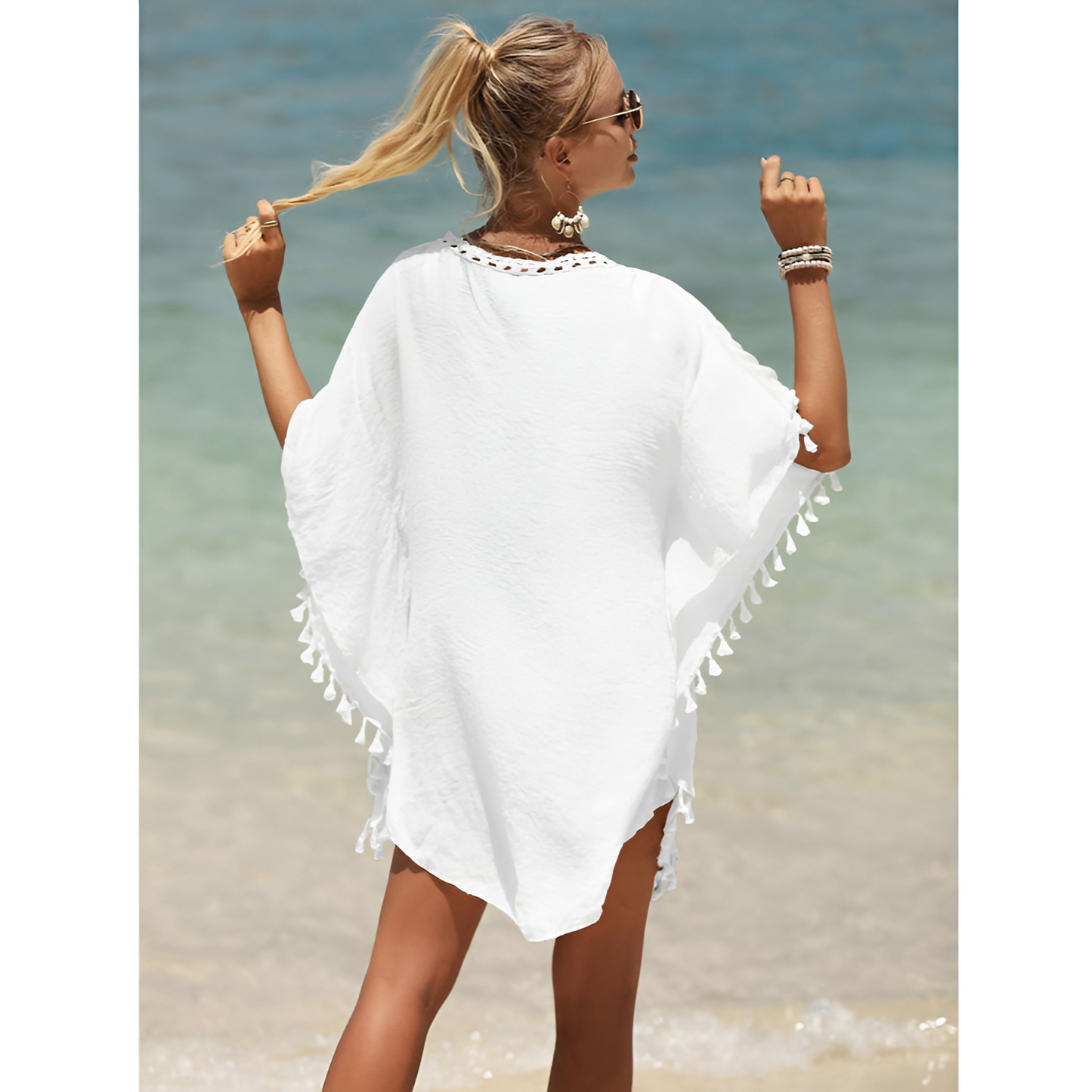 Minikjole til kvinder - Strandstil - Hæklet kant - Afslappet pasform