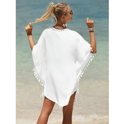 Minikjole til kvinder - Strandstil - Hæklet kant - Afslappet pasform