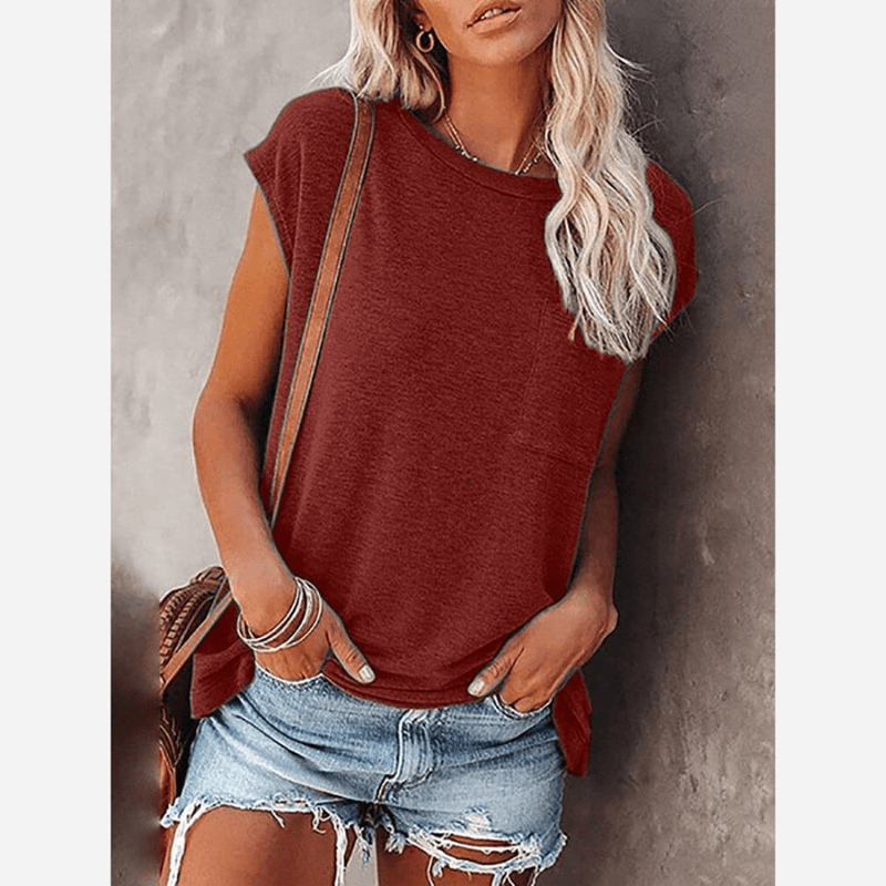 Casual T-shirt til kvinder – Åndbart materiale – Enkelt look – Løs pasform
