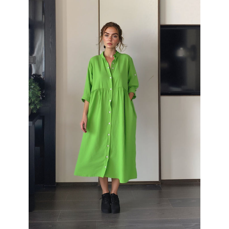 Midi-kjole til kvinder – Knaplukning foran – Elegant pasform – Iøjnefaldende design