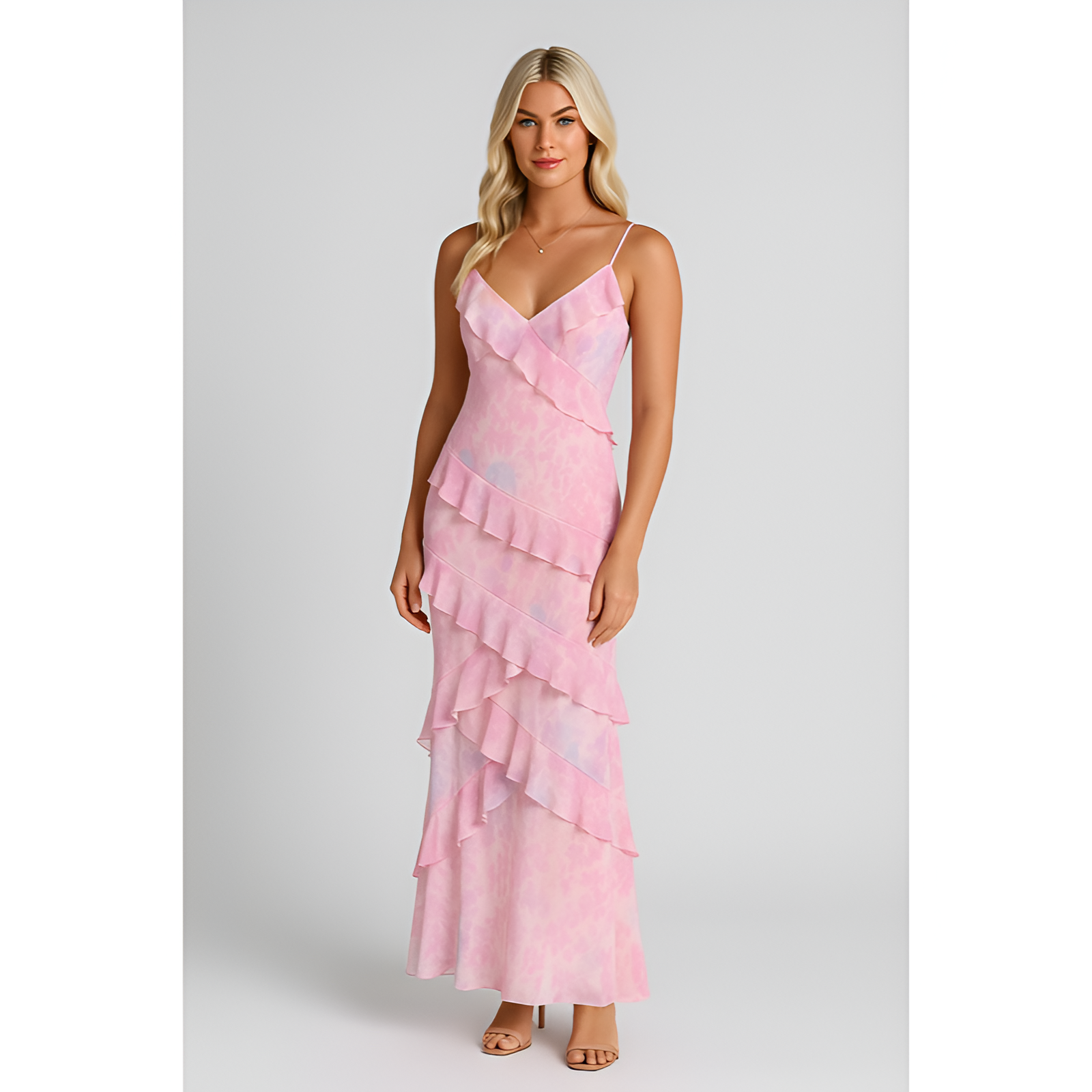 Midi-kjole til kvinder – asymmetrisk halsudskæring – slank pasform – åndbart materiale