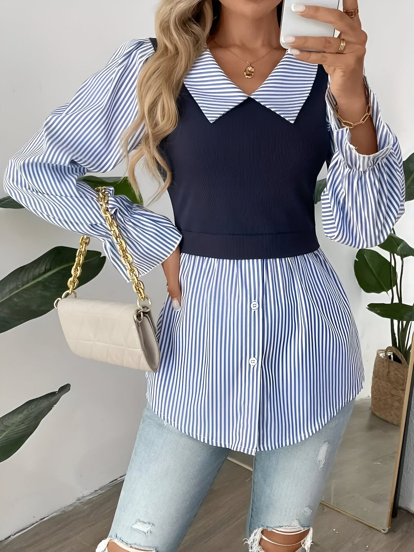 Casual bluse til kvinder – Moderne print – Let materiale – Smart finish