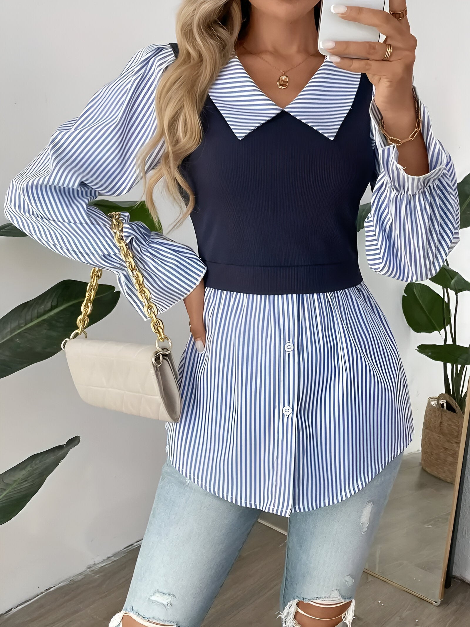 Casual bluse til kvinder – Moderne print – Let materiale – Smart finish