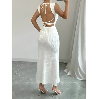 Sommermaxi til kvinder - Slank pasform - Stilfuld hals - Festtøj