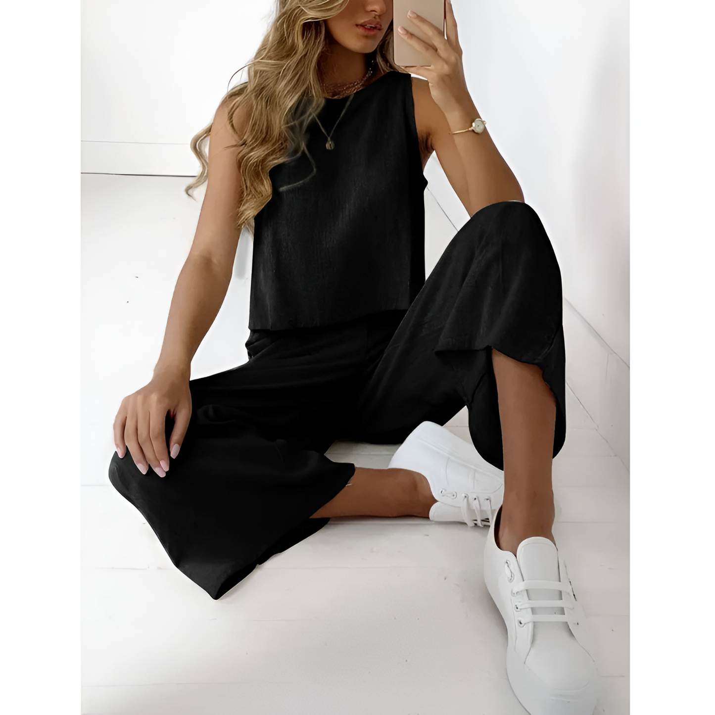 Linned sæt til kvinder – Løs pasform – Sommermust-have – Stilfuldt snit