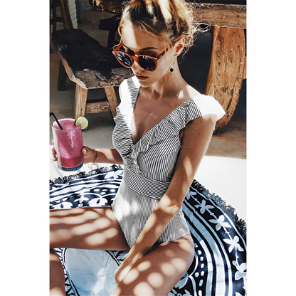 Kvinders svømmetøj - Vintage tryk - Smigrende pasform - Justerbare stropper