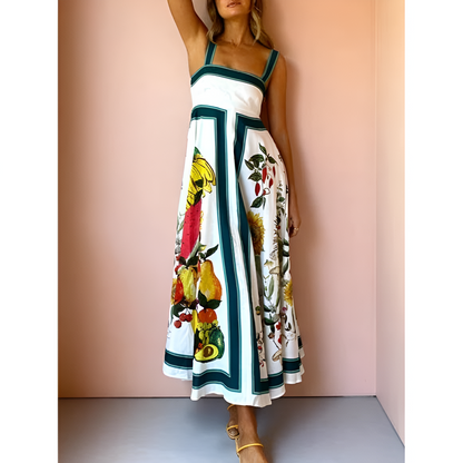 Maxikjole til kvinder - Botanisk blomstermønster - Andbart stof - Elegant snit