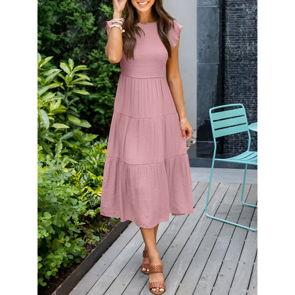 Midi-kjole til kvinder – Elastisk top – Feminin silhuet – Let design