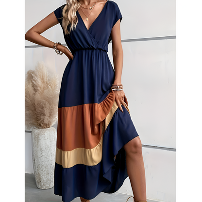 Maxikjole til damer - Dyb V hals - Elegant A linje - Sommerstil