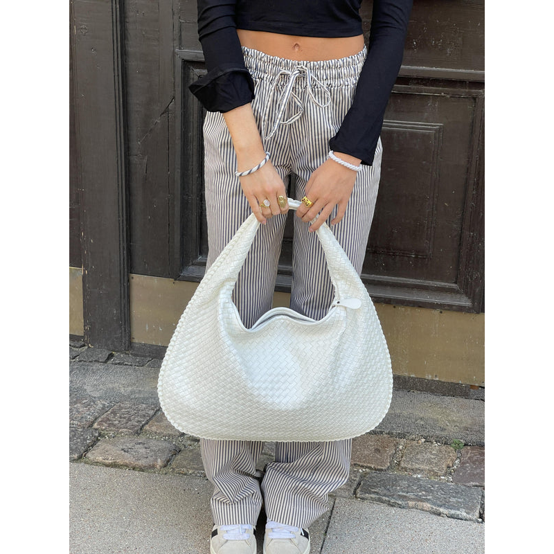 Damehåndtaske – Vævet design – Lynlåslukning – Rummeligt interiør