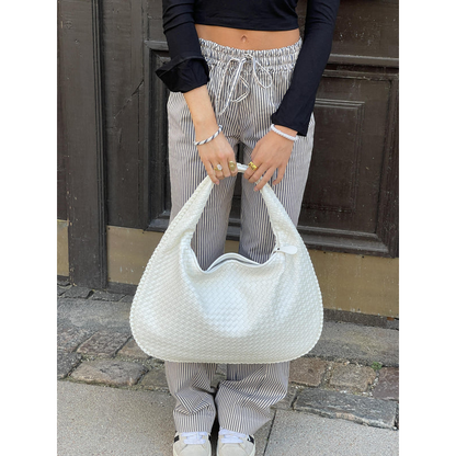 Damehåndtaske – Vævet design – Lynlåslukning – Rummeligt interiør