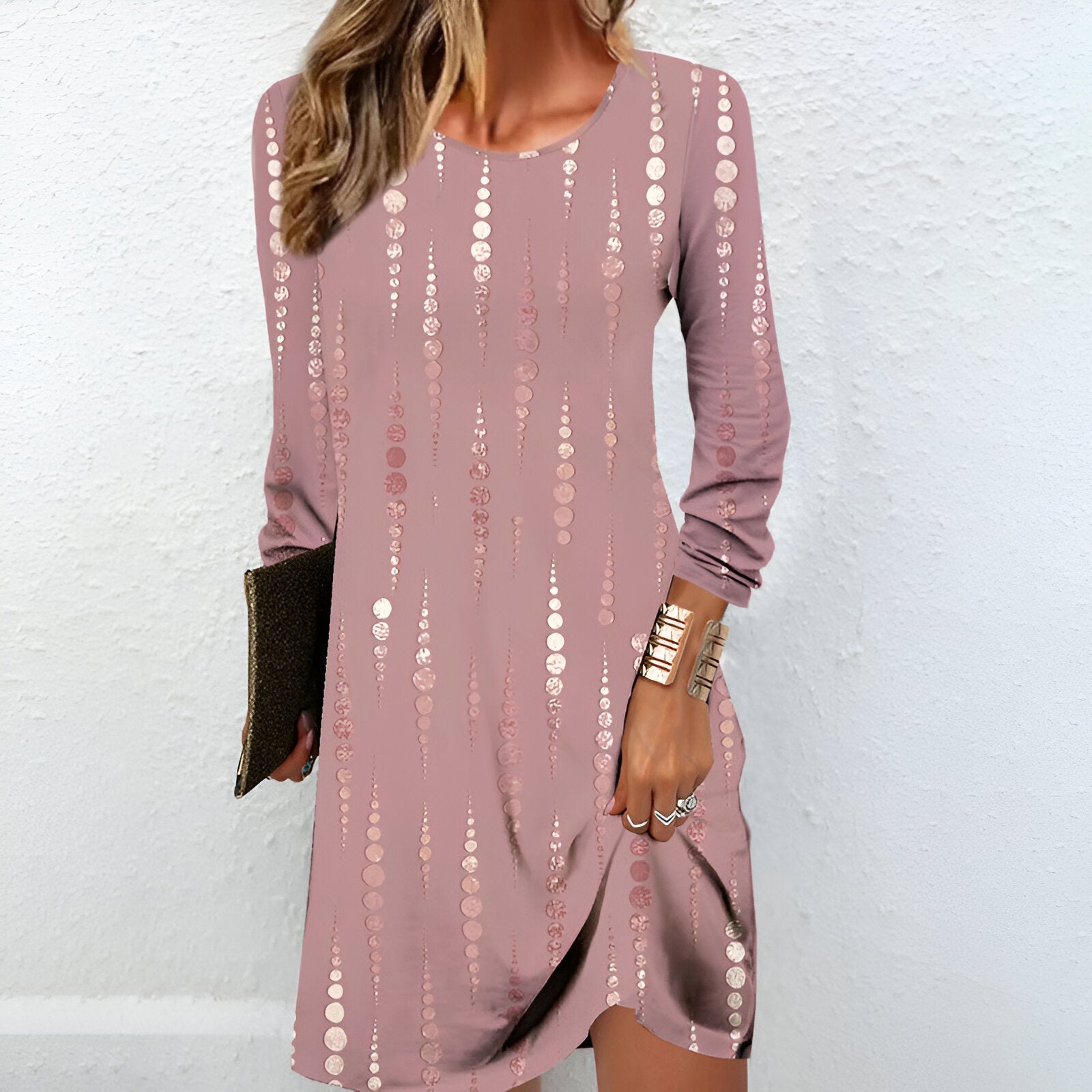 Midi-kjole til kvinder – Elegante prikker – Behagelig pasform – Blødt materiale