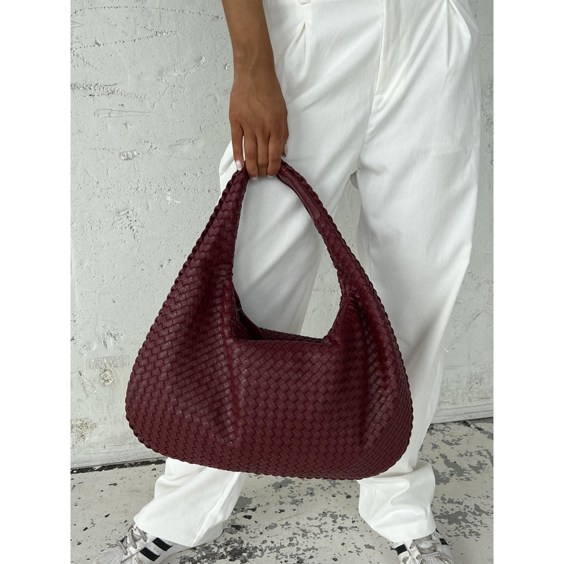 Damehåndtaske – Vævet design – Lynlåslukning – Rummeligt interiør