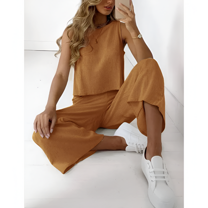 Linned sæt til kvinder – Løs pasform – Sommermust-have – Stilfuldt snit