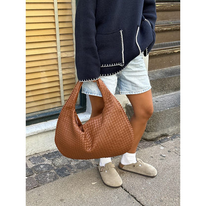 Damehåndtaske – Vævet design – Lynlåslukning – Rummeligt interiør