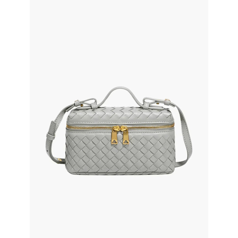 Damehåndtaske – Vævet design – Justerbar rem – Guldlynlåse