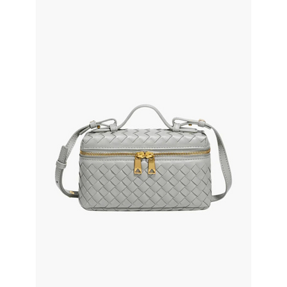 Damehåndtaske – Vævet design – Justerbar rem – Guldlynlåse