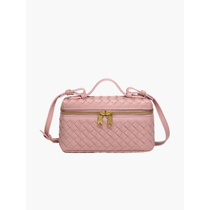 Damehåndtaske – Vævet design – Justerbar rem – Guldlynlåse