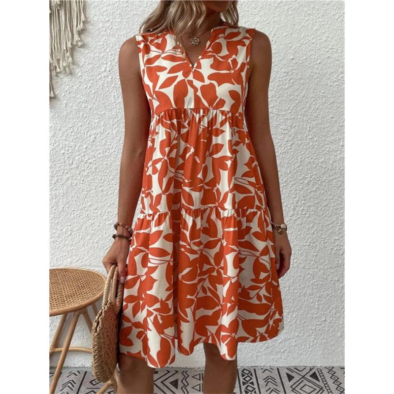 Sleeveless dress for women – Breathable fabric – V-neck – Knee length