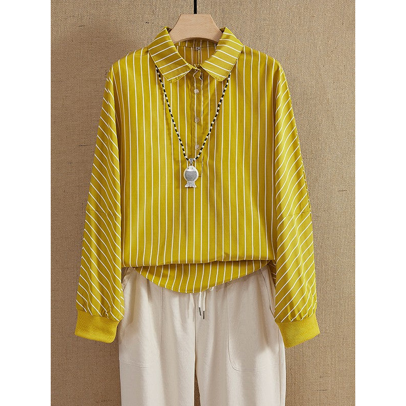 Dame bluse – let stof – tidløse striber – alsidig stil