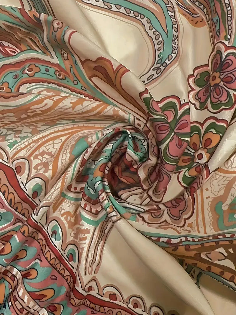 Dame bukser med brede ben – Paisleyprint – Høj talje – Let stof