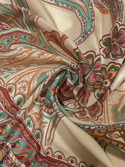 Dame bukser med brede ben – Paisleyprint – Høj talje – Let stof