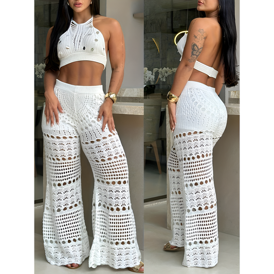 Dame-tweed-sæt – Hæklet design – Boho-stil – Åndbart stof