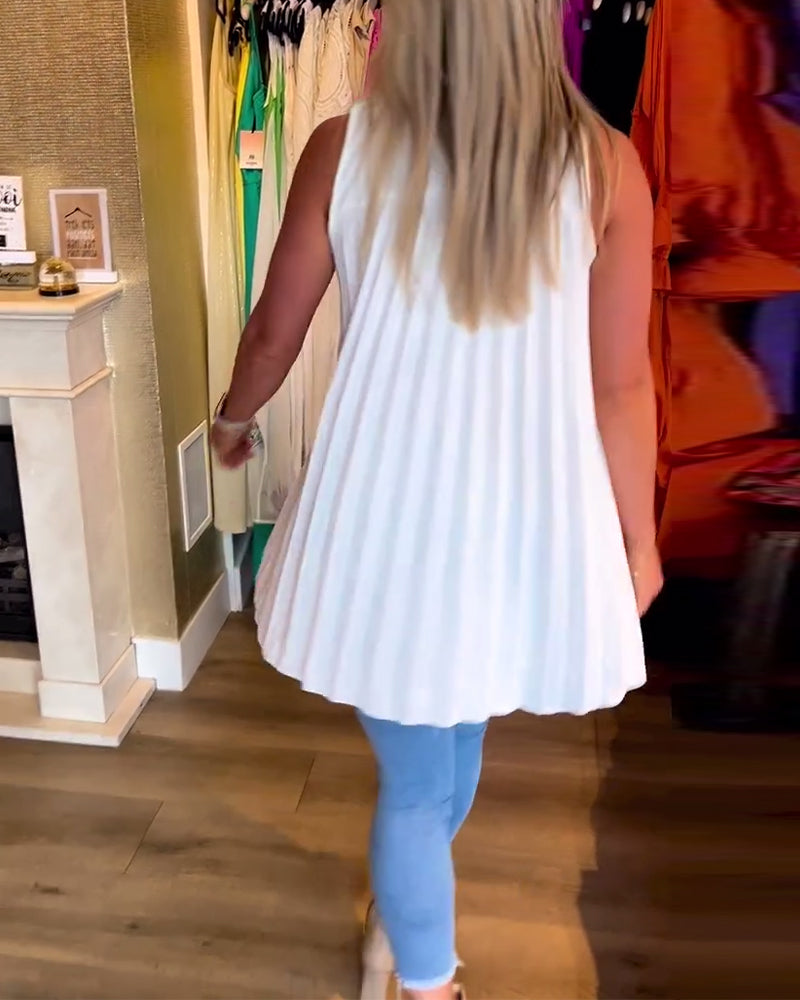 Tanktop til kvinder – Stilfuld reverskrave – Letvægtsstof – Slanke, løse pasform