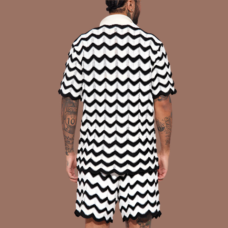 Herre polo shirt – Zigzagstruktur – Let og behagelig – Alsidig brug