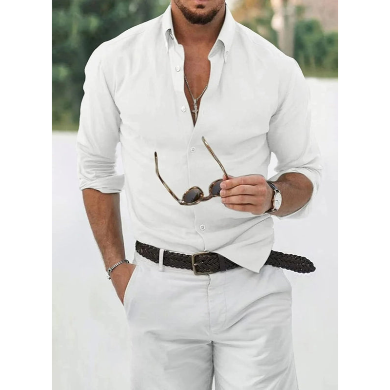 Heres skjorte – Åndbart stof – Formel stil – Knaplukning