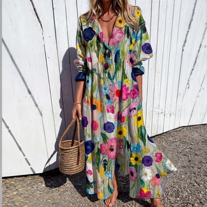 Sommerkjole til kvinder – Let stof – Boho-stil – Elastisk talje