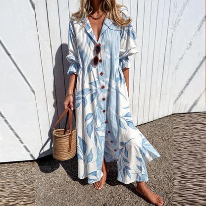 Sommerkjole til kvinder – Let stof – Boho-stil – Elastisk talje