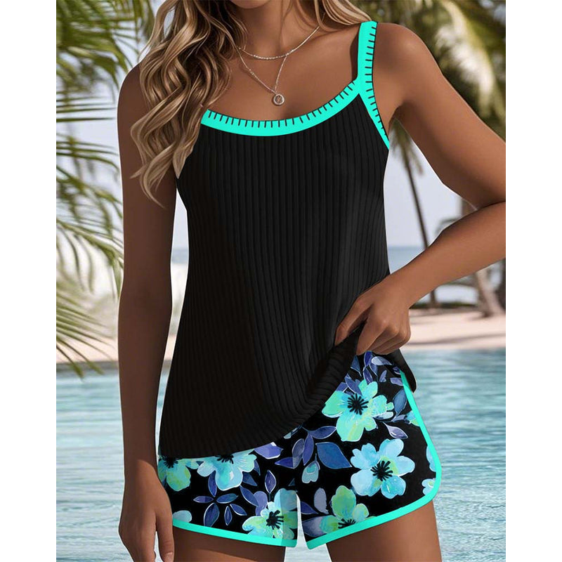 Tankini-sæt til kvinder – Fuld dækning – Åndbart materiale – Afslappet pasform