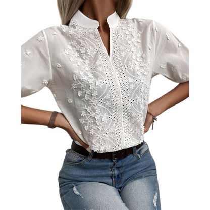 Damebluse – V-hals – Blonder – Afslappet pasform