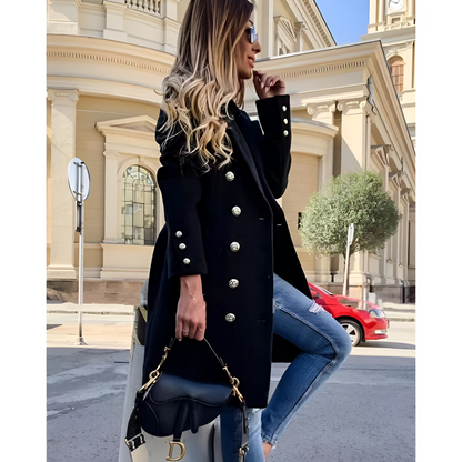 Vinterfrakke til kvinder – Lang pasform – Knaplukning – Elegant design