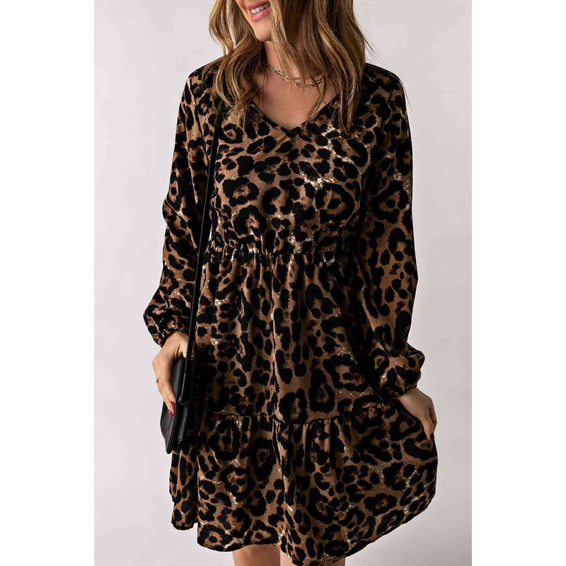 Kvindekjole – Trendy mønster – Mini-længde – Letvægtspolyester