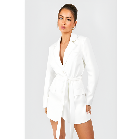 Chic blazerkjole til kvinder – taljeret – vendbar krave – moderne elegance