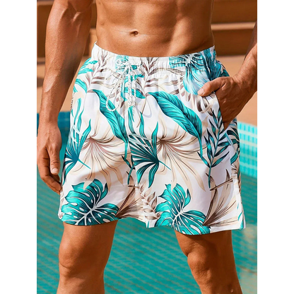 Mænds badedragt - Stilfuldt tropisk mønster - Luk -fitting Fit - Til brug i swimmingpoolen og på stranden